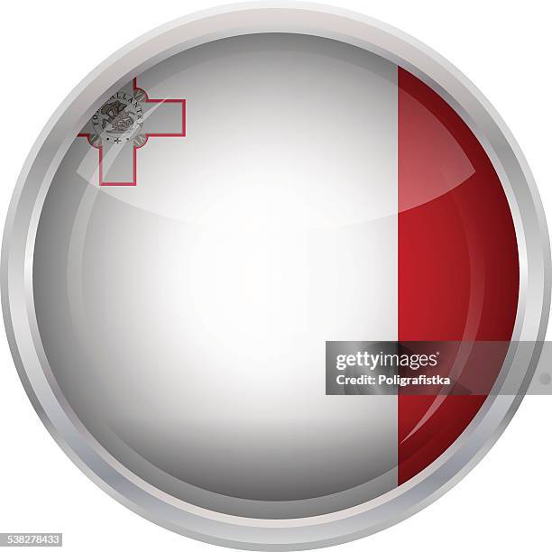glossy button - flag of malta - malta stock illustrations