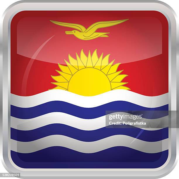 glossy button - flag of kiribati - rectangle button stock illustrations
