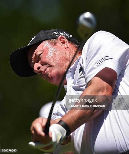 Joe Durant hits his tee shot on the third hole during the final round of the Principal Charity Classic at the Wakonda Club on June 5, 2016 in Des...