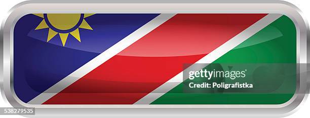 glossy button - flag of namibia - rectangle button stock illustrations