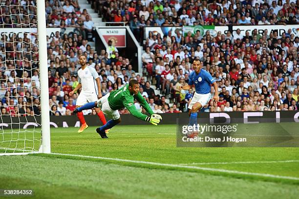 Dida and Cafu play during Soccer Aid at Old Trafford on June 5, 2016 in Manchester, England.