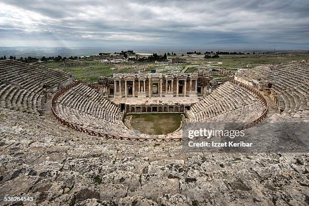 the archeological site of hierapolis in denizli - hierapolis stock pictures, royalty-free photos & images