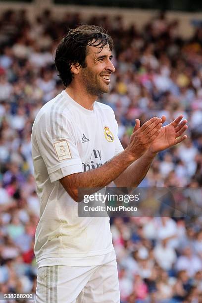 Raul Gonzalez of Real Madrid Legends in action during the Corazon Classic charity match between Real Madrid Legends and Ajax Legends at Estadio...