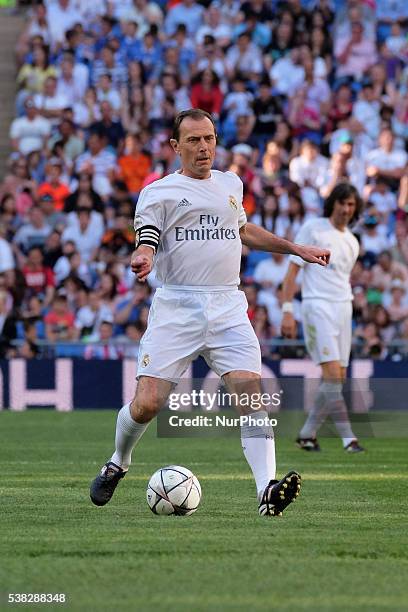 Emilio Butragueo of Real Madrid Legends in action during the Corazon Classic charity match between Real Madrid Legends and Ajax Legends at Estadio...