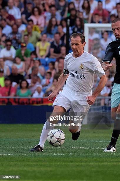 Emilio Butragueo of Real Madrid Legends in action during the Corazon Classic charity match between Real Madrid Legends and Ajax Legends at Estadio...