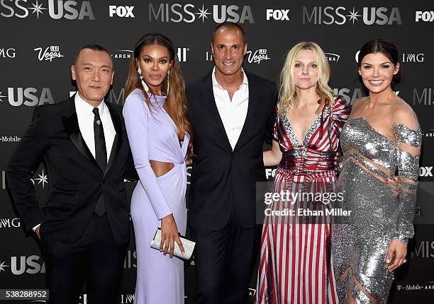 Pageant judges Joe Zee, Crystle Stewart, Nigel Barker, Laura Brown and Ali Landry attend the 2016 Miss USA pageant at T-Mobile Arena on June 5, 2016...