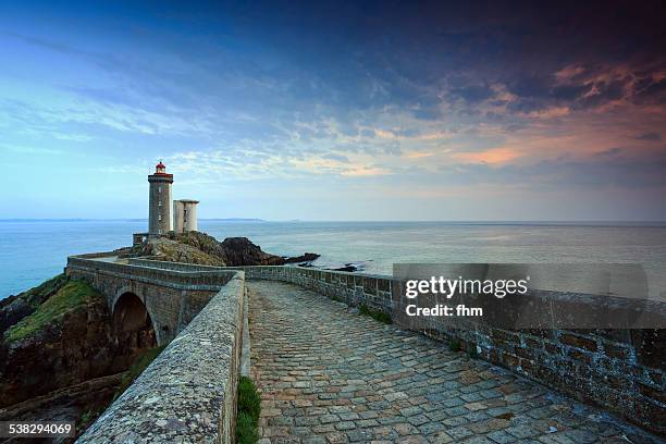 lighthouse "phare du petit minou" in france - brest brittany stock pictures, royalty-free photos & images