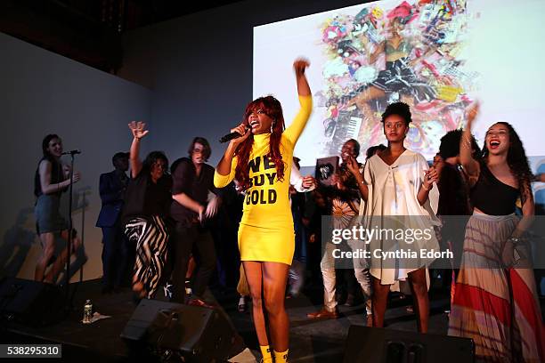 Santigold performs at the 2nd Annual AFRICA'SOUT! Celebration To Benefit AFRICA'SOUT! Initiatives X UHAI Eashrit Pioneer Works on June 3, 2016 in New...