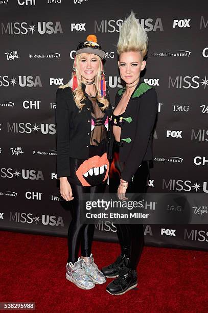 Producers Olivia Nervo and Miriam Nervo of Nervo attend the 2016 Miss USA pageant at T-Mobile Arena on June 5, 2016 in Las Vegas, Nevada.