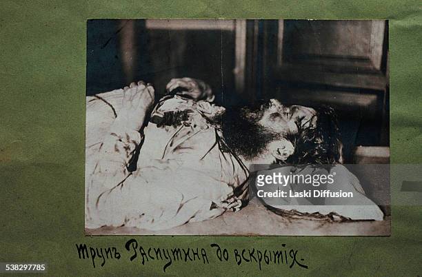 Post-mortem photograph of Grigori Rasputin taken before his autopsy on December 20 , 1916 in Saint Petersburg in Russia. A photograph is a part of a...