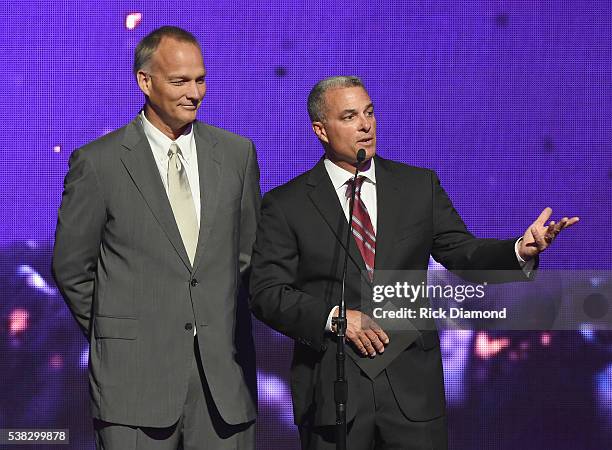 Kansas City Royals General Manager Dayton Moore and University Of Miami Football Head Coach Mark Richt speak onstage at the 4th Annual KLOVE Fan...