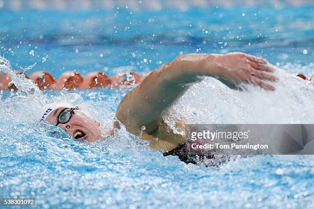 Lotte Friis swims in the Women's 800 meter freestyle final during the Longhorn Aquatics Elite Invite on June 5, 2016 in Austin, Texas.