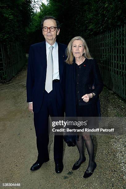 Louis Schweitzer and his wife Agns Schmitz attend the inauguration of Olafur Eliasson Exhibition at Chateau de Versailles on June 5, 2016 in...