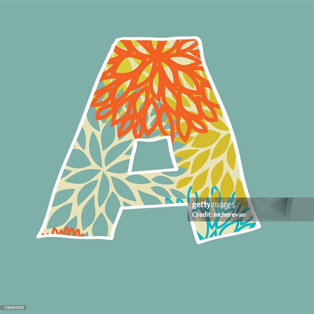 Flowey Abstract Lettering Hand Drawn Floral Letter Isolated On Blue Background High-Res Vector ...
