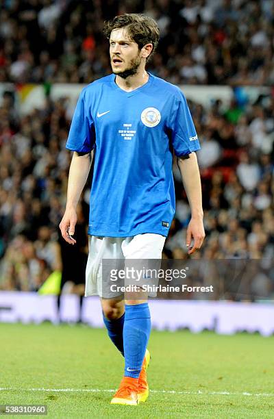 Actor Iwan Rheon plays during Soccer Aid at Old Trafford on June 5, 2016 in Manchester, England.