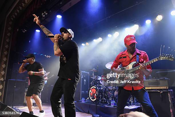 Chuck D, B- Real, and Tom Morello of Prophets Of Rage perform onstage at Warsaw on June 5, 2016 in the Brooklyn borough of New York City.