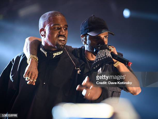 Kanye West and Big Sean perform at the 2016 Hot 97 Summer Jam at MetLife Stadium on June 5, 2016 in East Rutherford, New Jersey.