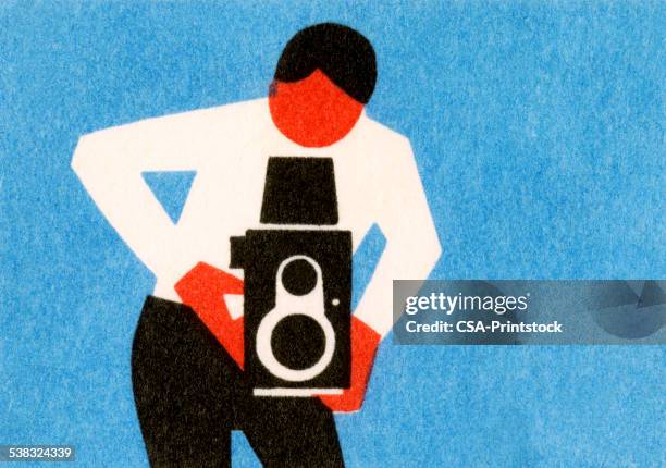 man using old timey camera - cameraman stock illustrations