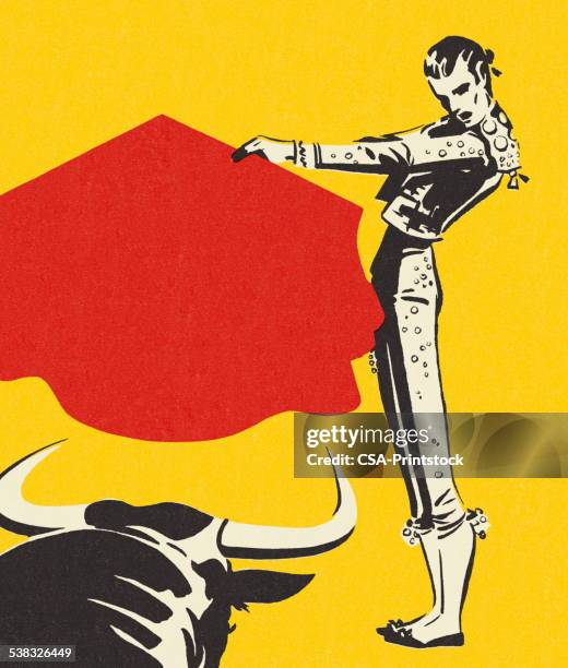 matador and a bull - spain bulls stock illustrations