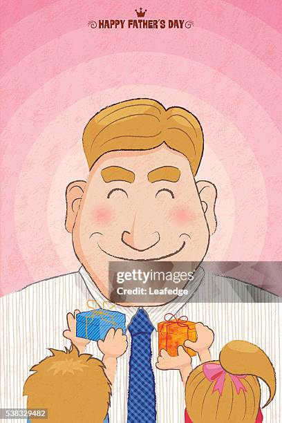 gift from his children - boy yellow shirt stock illustrations