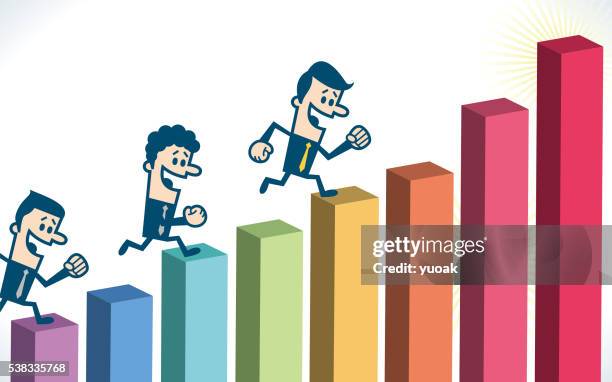people running up chart - trophy case stock illustrations