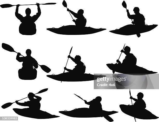 ilustrações de stock, clip art, desenhos animados e ícones de pessoas água rafting - caiaque barco a remos