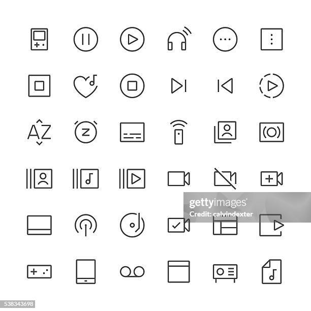 audio visual icons set 4 | thin line series - pocket electronic game stock illustrations