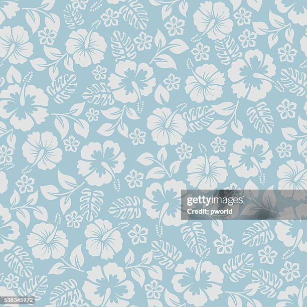 ilustraciones, imágenes clip art, dibujos animados e iconos de stock de patrón floral. - hibisco
