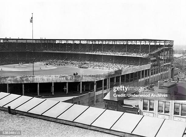 General view of Sportsman's Park where the Cardinals lost the fourth game of the World Series to the NY Yankees, St. Louis, Missouri, October 6,...
