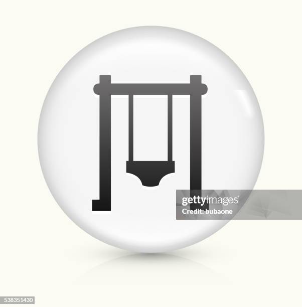 swing icon on white round vector button - school yard stock illustrations