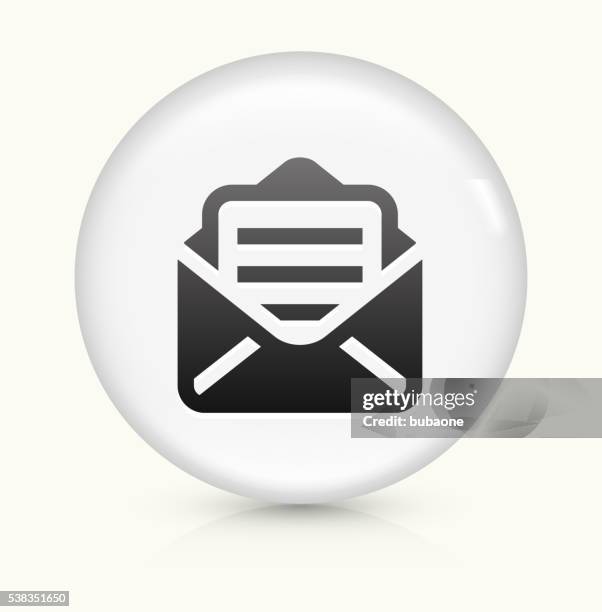 letter icon on white round vector button - reading mail stock illustrations
