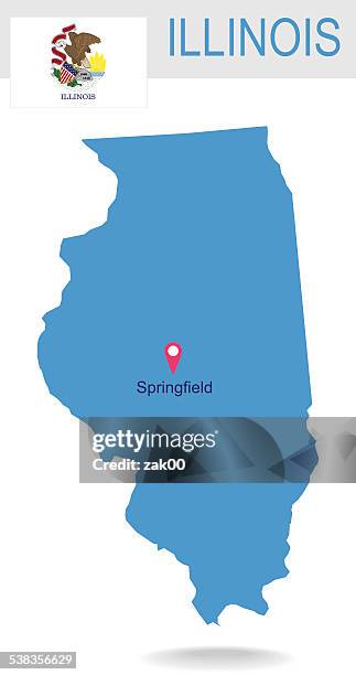 usa state of illinois's map and flag - illinois countryside stock illustrations