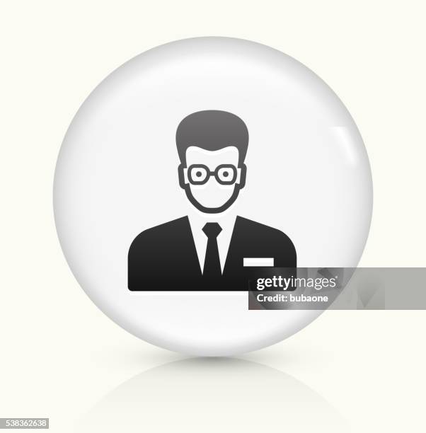 man face icon on white round vector button - beige suit stock illustrations