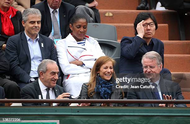 From top Jean-Philippe Gatien, Jean-Vincent Place, FFT President Jean Gachassin, Anne Gravoin, wife of French Prime Minister Manuel Valls, Bernard...