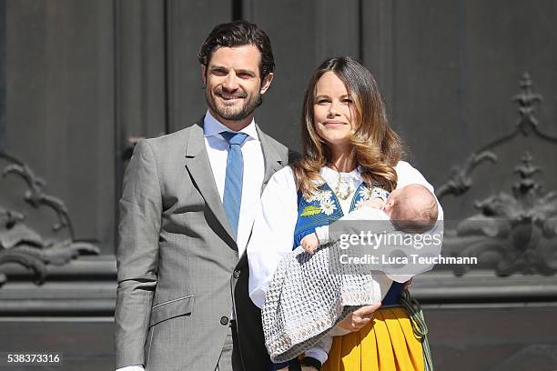 Prince Carl Philip of Sweden, Princess Sofia of Sweden and son Prince Alexander of Sweden attend the National Day Celebrations on June 6, 2016 in...