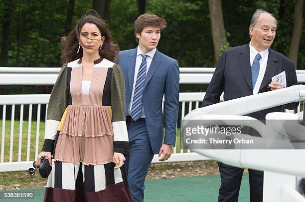 His Highness The Aga Khan , Prince Aly Muhammad Aga Khan and guest attend the parade ring on June 5, 2016 in Chantilly France. O