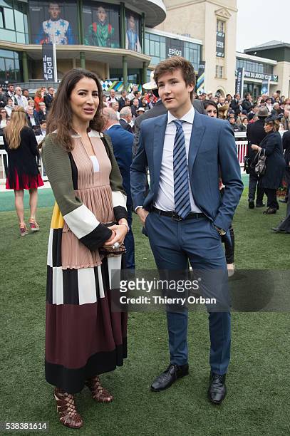 Prince Aly Muhammad Aga Khan and guest attend the parade ring on June 5, 2016 in Chantilly France.