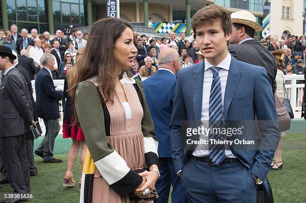 Prince Aly Muhammad Aga Khan and guest attend the parade ring on June 5, 2016 in Chantilly France.