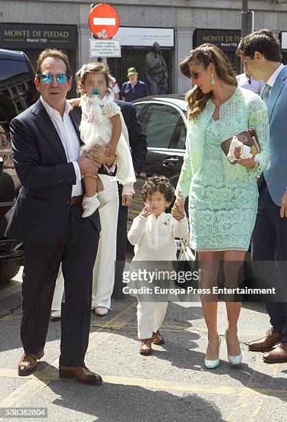 Victor Vargas, Maria Beatriz Hernandez and their kids Maria Guadalupe Vargas and Victor Simon Vargas attend Eugenia de Borbon 's First Communion at...