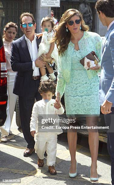 Victor Vargas, Maria Beatriz Hernandez and their kids Maria Guadalupe Vargas and Victor Simon Vargas attend Eugenia de Borbon 's First Communion at...