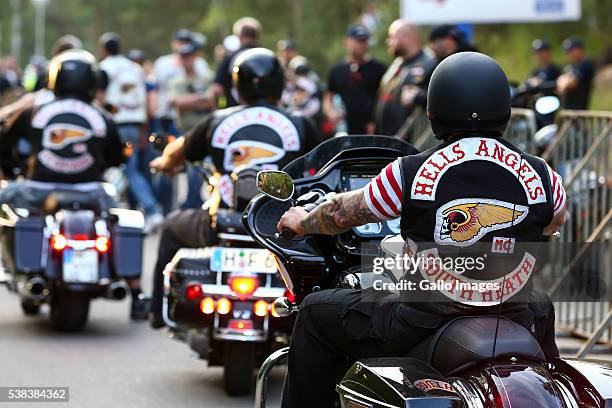 Members of Hells Angels motorcycle club take part in 'World Run 2016' event on June 3, 2016 in Rynia, Poland. The convention is attended by more than...