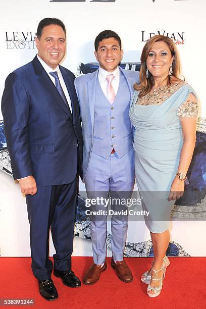 Moussa LeVian, Elizabeth LeVian and Ryan LeVian attend 2017 Le Vian Red Carpet Revue at Lagoon Ballroom at the Mandalay Bay Resort and Casino on June...