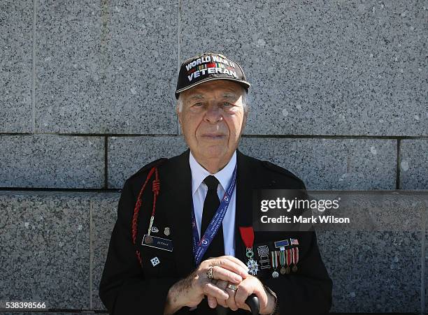 Year old D-Day veteran Herman Zeitchick of Silver Spring, MD., attends a D-Day anniversary wreath laying ceremony at the National World War II...