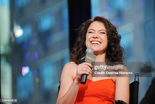 Actress and star of 'Orphan Black' Tatiana Maslany discusses the Canadian science fiction thriller television series 'Orphan Black' during AOL Build...