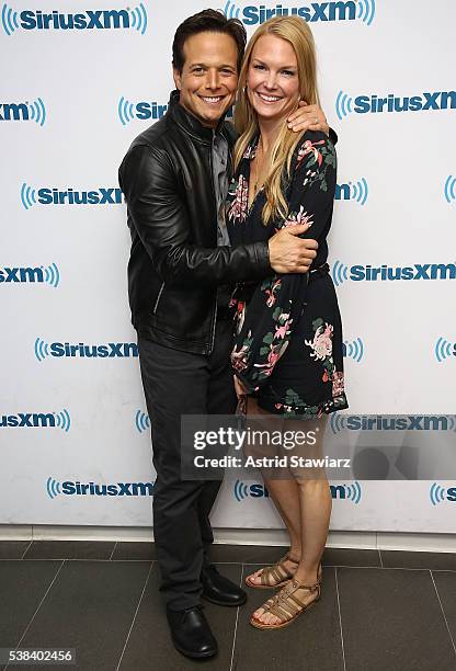 Actor Scott Wolf and wife Kelley Limp visit the SiriusXM Studios on June 6, 2016 in New York City.