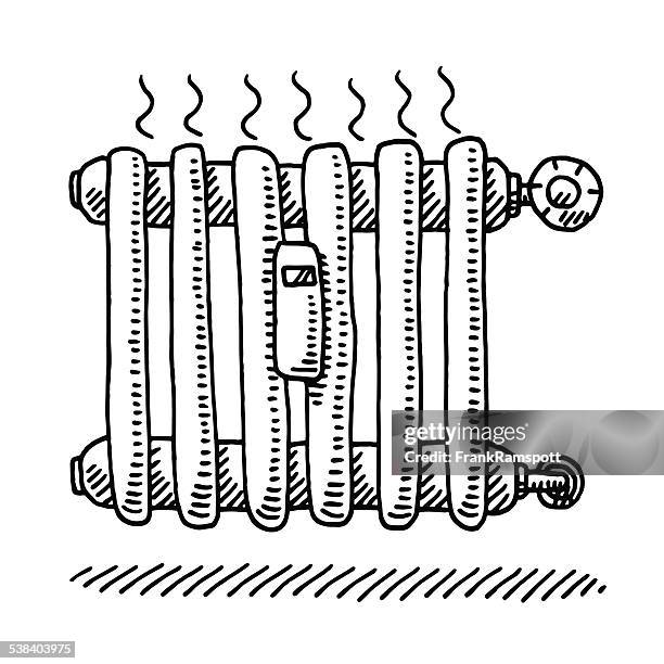 stockillustraties, clipart, cartoons en iconen met radiator heating drawing - radiator heater