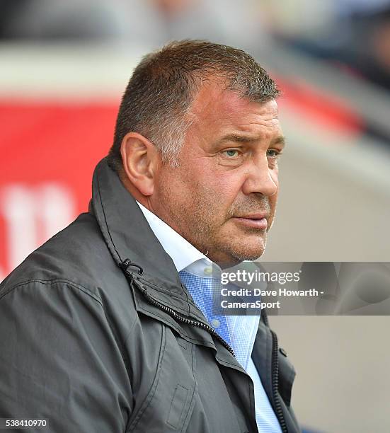 Wigan Warriors' Head Coach Shaun Wane prior to the First Utility Super League Round 17 match between Salford Red Devils and Wigan Warriors at the AJ...