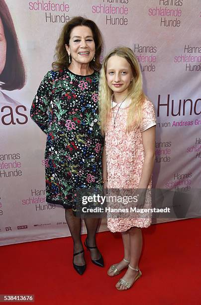 Actress Hannelore Elsner and Nike Seitz during the German premiere of the film 'Hannas schlafende Hunde' at Filmtheater Sendlinger Tor on June 6,...