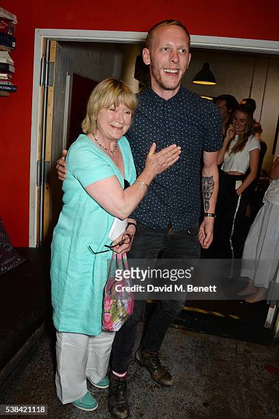 Joanna David and Laurence Fox attend the press night after party for "A Midsummer Night's Dream" at Southwark Playhouse on June 6, 2016 in London,...