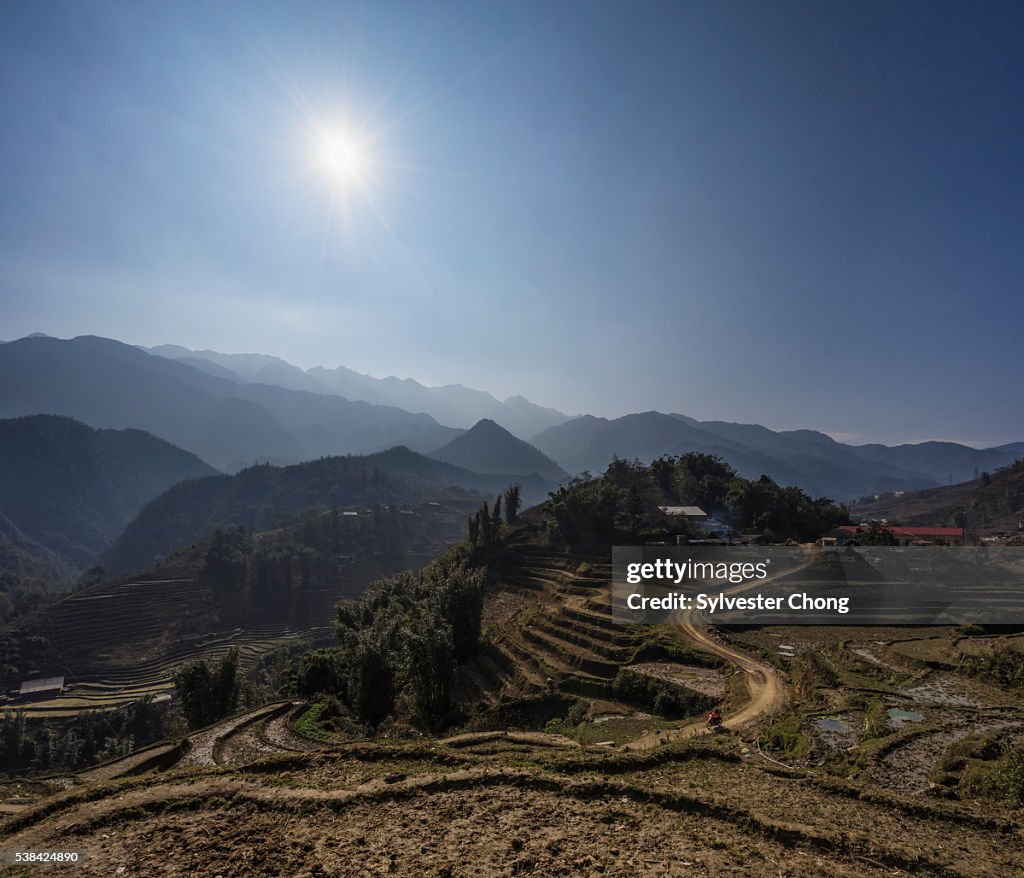 Dried up rice paddy terraces at Cat Cat Village